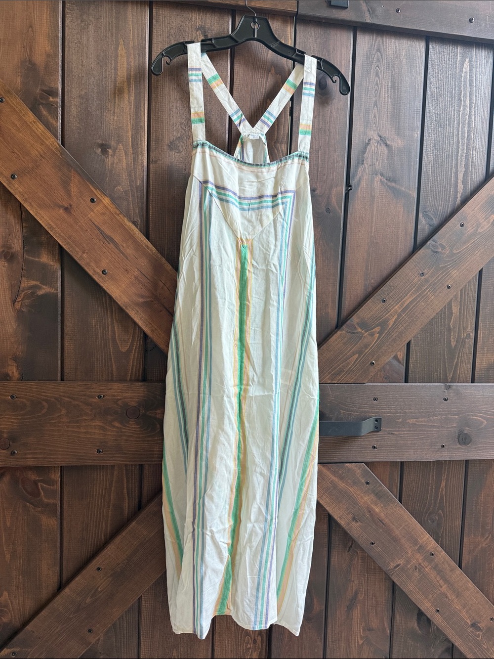 O'Neill White Maxi Dress with Pastel Stripe Accents